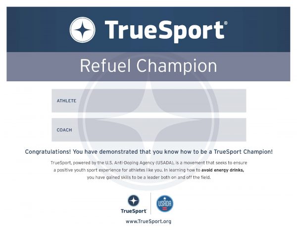 Energy Drink Refuel Champion Athlete Certificate
