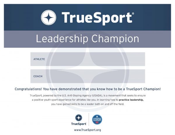Leadership Champion Athlete Certificate