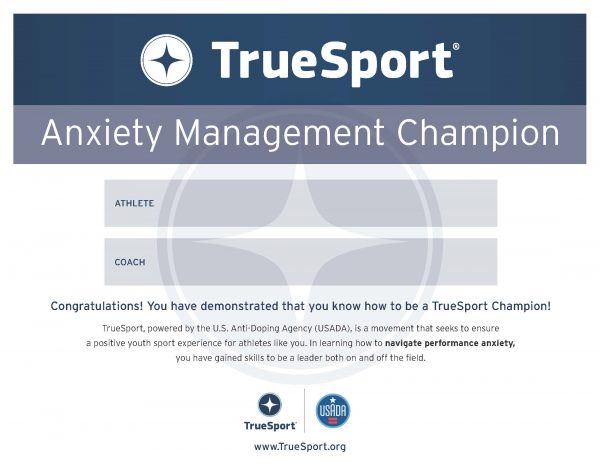 performance anxiety champion athlete certificate