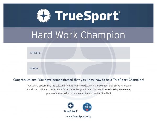 Shortcuts Hard Work Champion Athlete Certificate