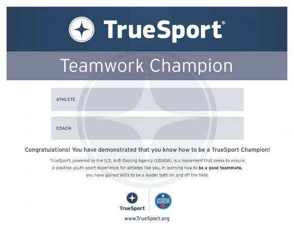 Teamwork Champion Athlete Certificate