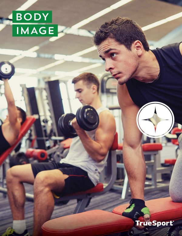 Body Image Lesson cover of two men working out in a gym.