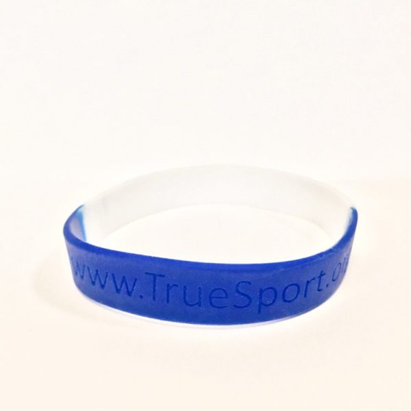 TrueSport branded two tone white and blue bracelet.