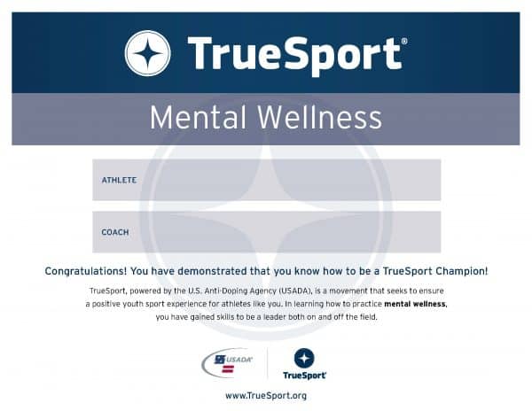 TrueSport Mental Wellness Certificate