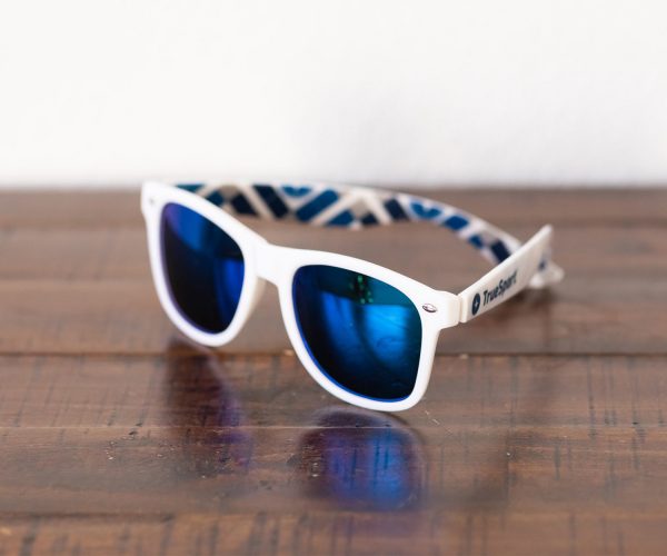 TrueSport branded blue mirror lens sunglasses.