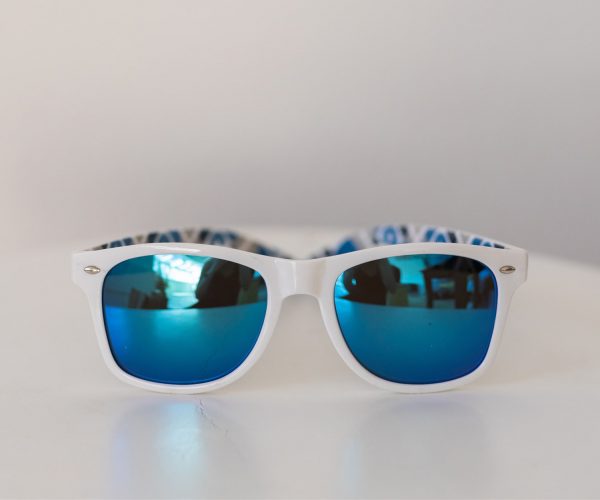 TrueSport branded blue mirror lens sunglasses.