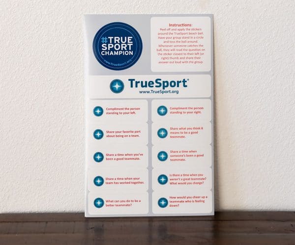 Teamwork stickers for TrueSport beach ball.